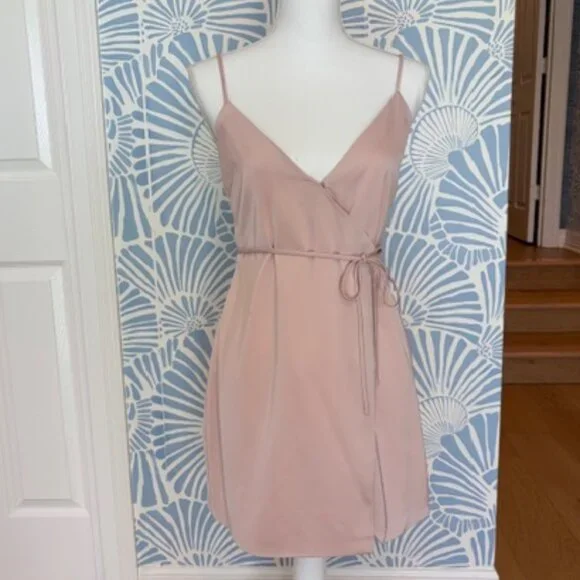 Majorelle REVOLVE Nina Satin Wrap Dress in Pink Size Small - Picture 2 of 8